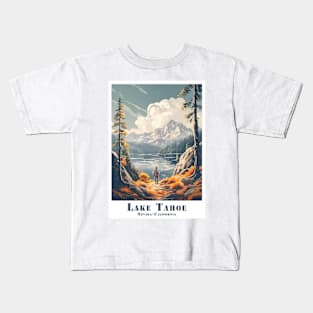 Retro Vintage Lake Tahoe Nevada Adventure Poster Kids T-Shirt